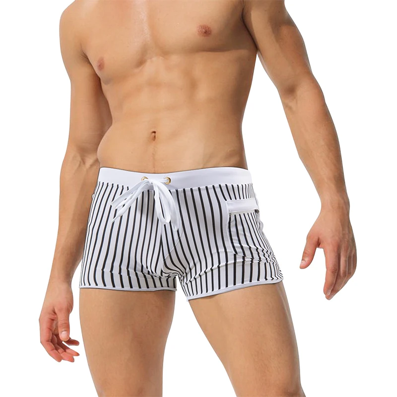 

Swimwear Swimming Shorts Men Swimming Swimsuit Trunks Striped Quick Dry Man Beachwear Surfing Bottoms Board Shorts