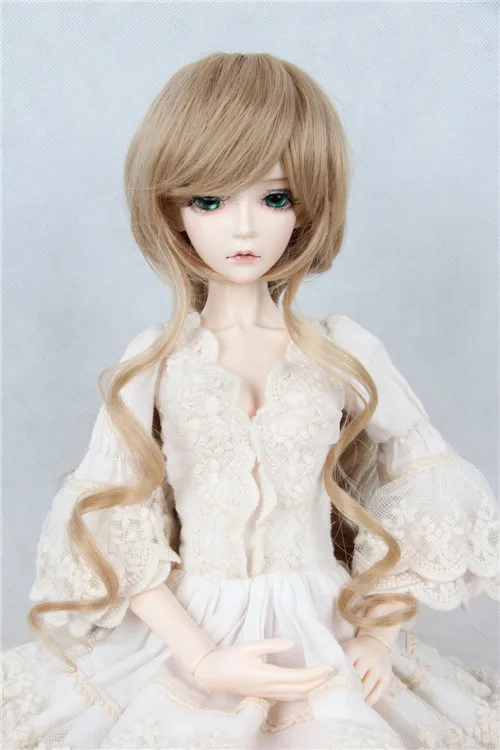 

New 1/3 22-24cm 1/4 18-18.5cm Neat bang goddess Long hair Dark red /Dark Blonde BJD SD MSD Doll wig