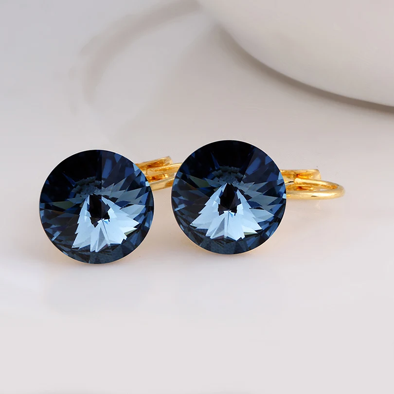 18K Real Gold Plated Dishana 14 золотых цветов модные классические элегантные висячие серьги 1,0 см австрийский кристалл ювелирные изделия Висячие серьги с камнями E0421 - Окраска металла: 18K Real Gold Plated