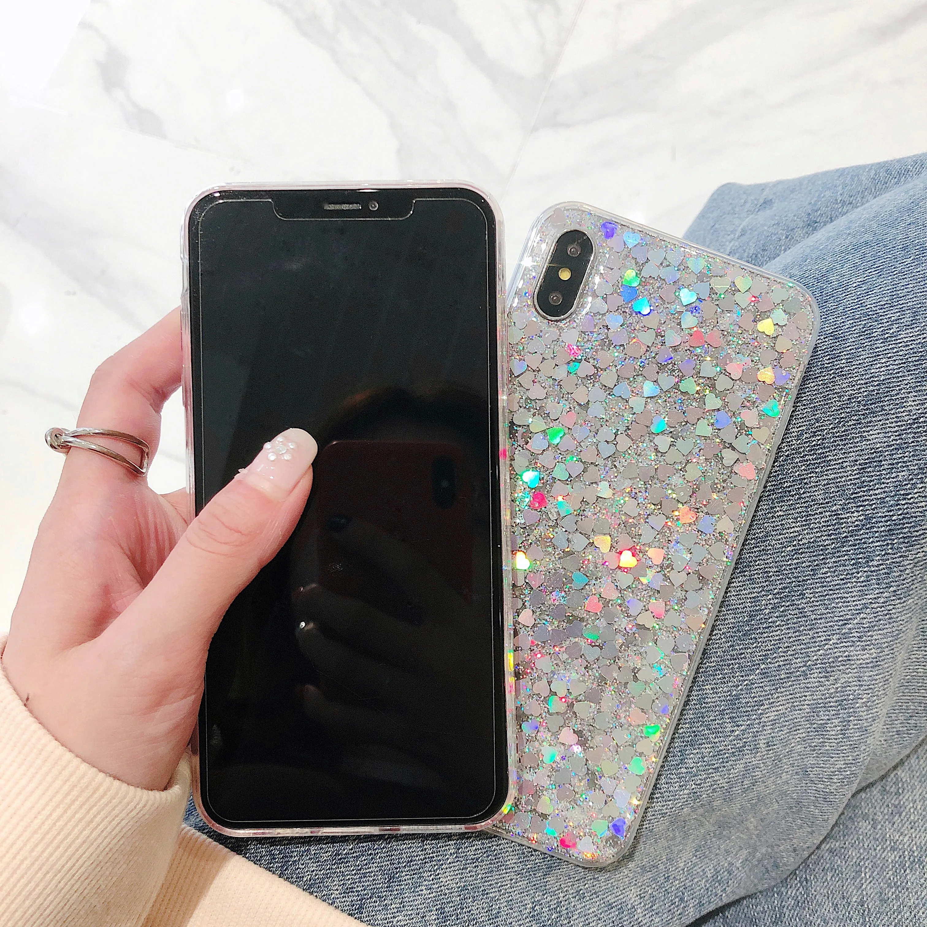 PEIPENG Love Heart чехол для телефона iphone 6 6S 7 8 Plus X XS MAX XR Блестящий силиконовый мягкий |