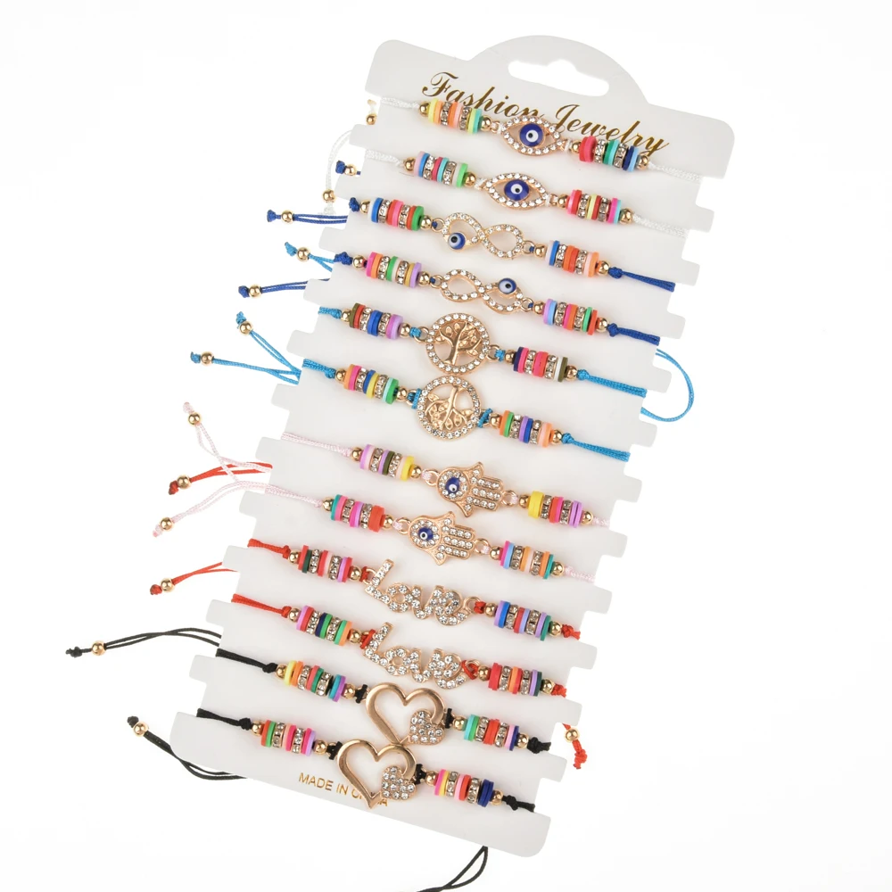 Модный Набор браслетов стразы из мягкой глины 12 шт./компл. для женщин детей