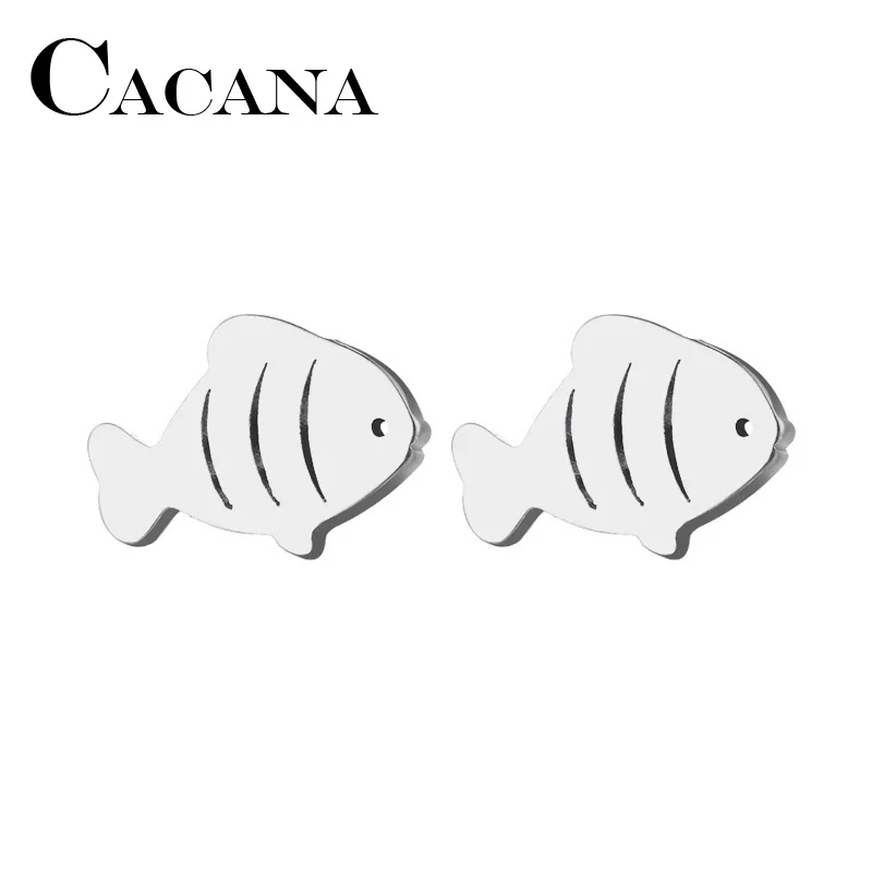 Женские и мужские сережки-гвоздики CACANA из нержавеющей стали золотистого