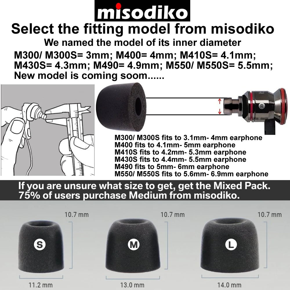Misodiko M490 Memory Foam наконечники для наушников ушные вкладыши fo rSennheiser CX200 CX 300 II 275/ATH-IM70/Skullcandy Ink 'd метод/Powerbeats