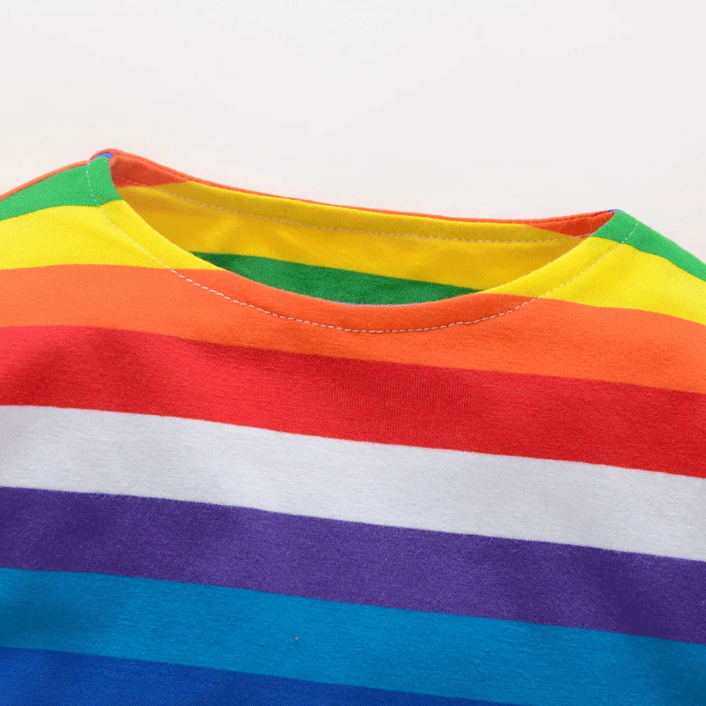 Baby Girls Dresses Long-sleeve Cotton Colorful Rainbow Children's Kids Costume Toddler Clothing Christmas Gift for Girl | Детская