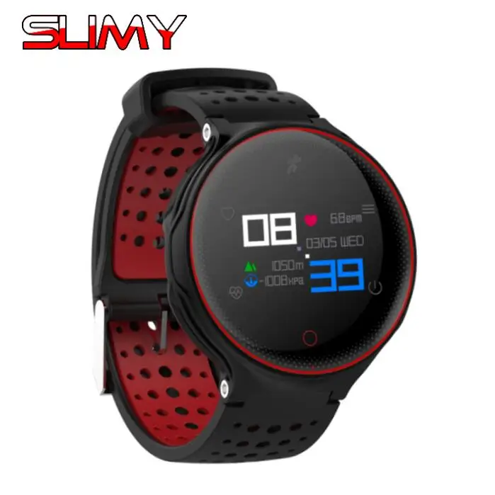 Black Red Slimy X2 Plus IP68 Водонепроницаемые умные часы для плавания с монитором сердечного ритма умные часы ультра-длительный режим ожидания для IOS Android телефона - Цвет: Black Red