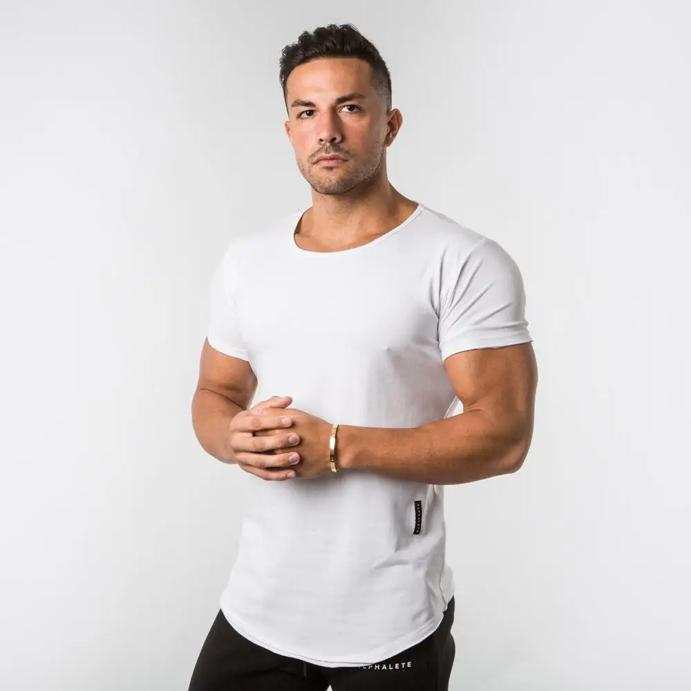 Мужские повседневные футболки ALPHALETE хлопковые спортивные с коротким рукавом и