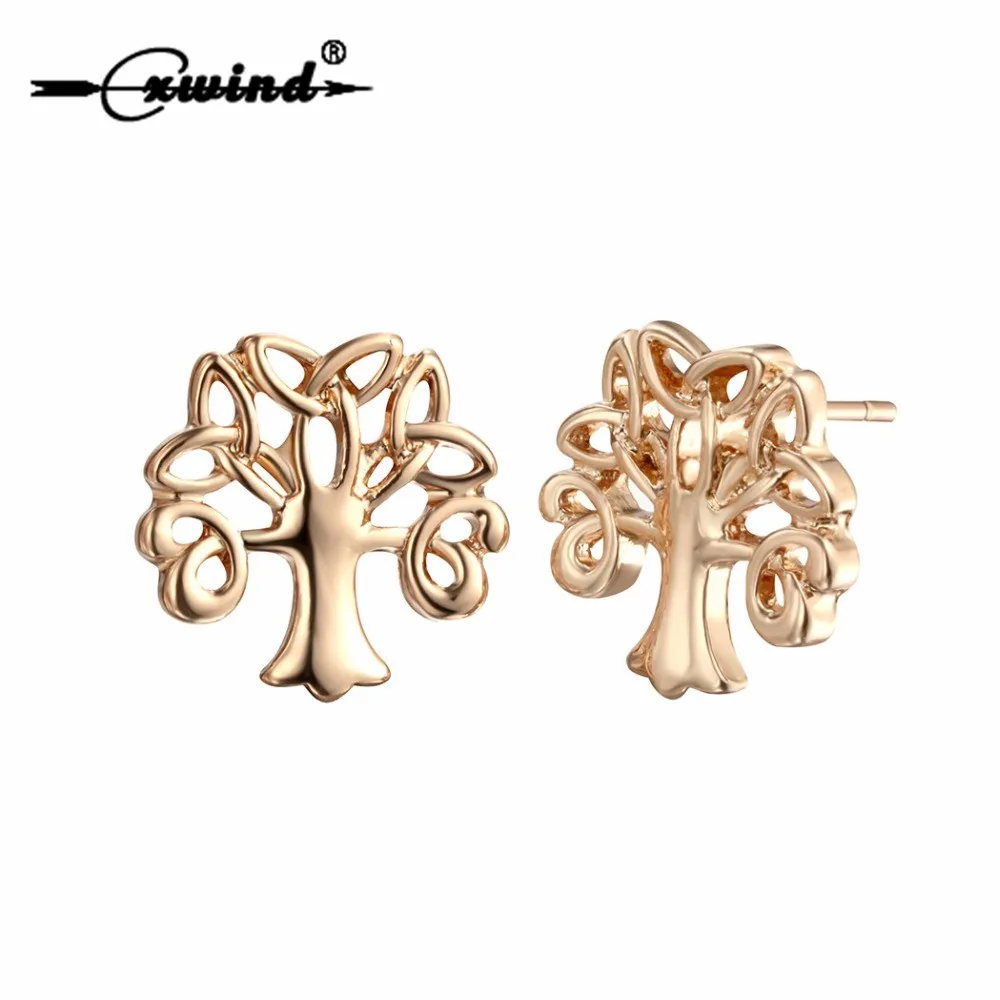 

Cxwind Tiny Tree of Life Stud Earrings for Women Wedding Punk Knot Tree Earring Statement Ear Jewelry