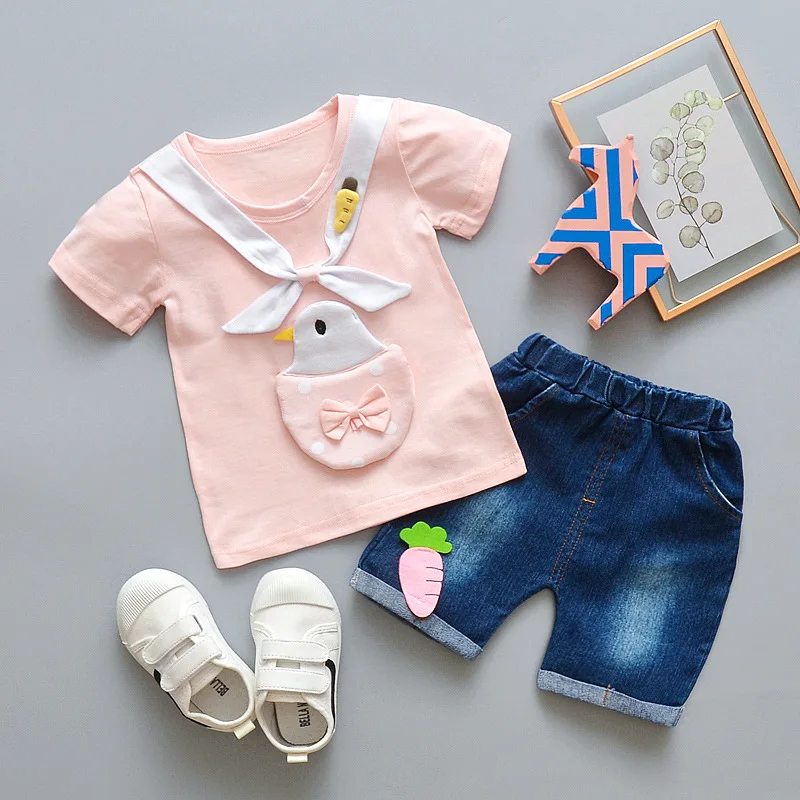 BibiCola/комплекты одежды для девочек Модная хлопковая футболка + штаны комплект