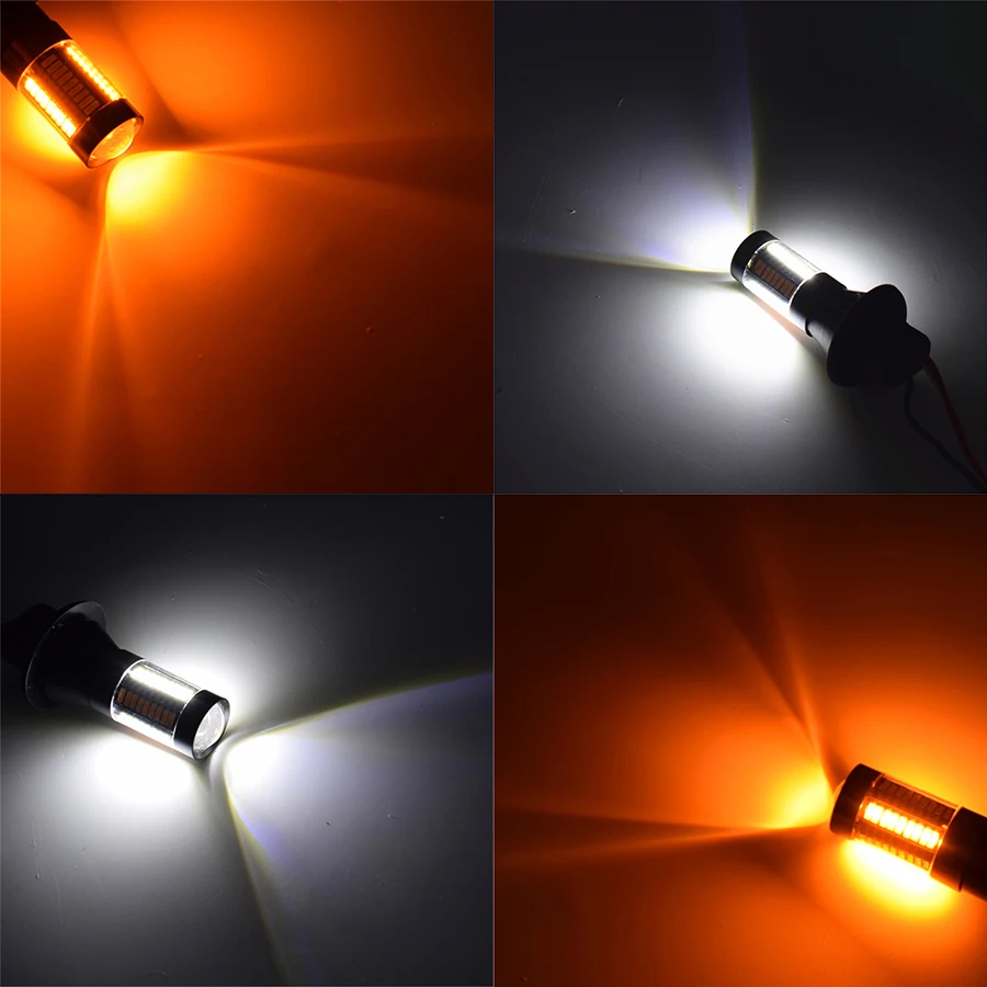 1156 BAU15S LED DRL белый желтый указатель поворота безошибочный Canbus с резистором 4014 66SMD |