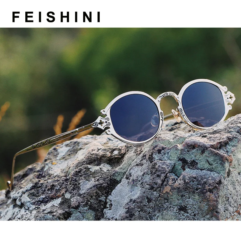 

Feishini 2020 Красные линзы, панк солнцезащитные очки, женские Овальные Роскошные брендовые дизайнерские солнцезащитные очки, мужские металличе...