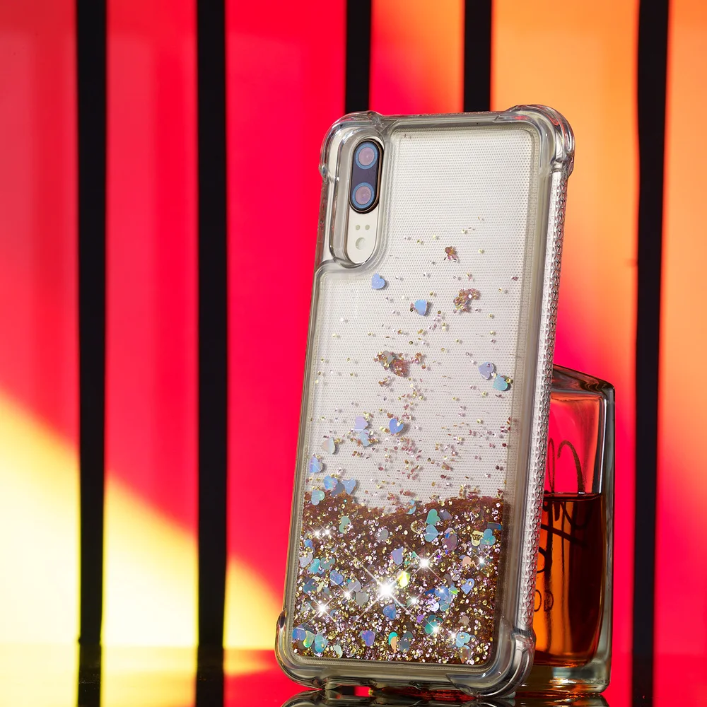 Милый чехол для Huawei P20 с блестящими звездами динамическая жидкость зыбучий песок