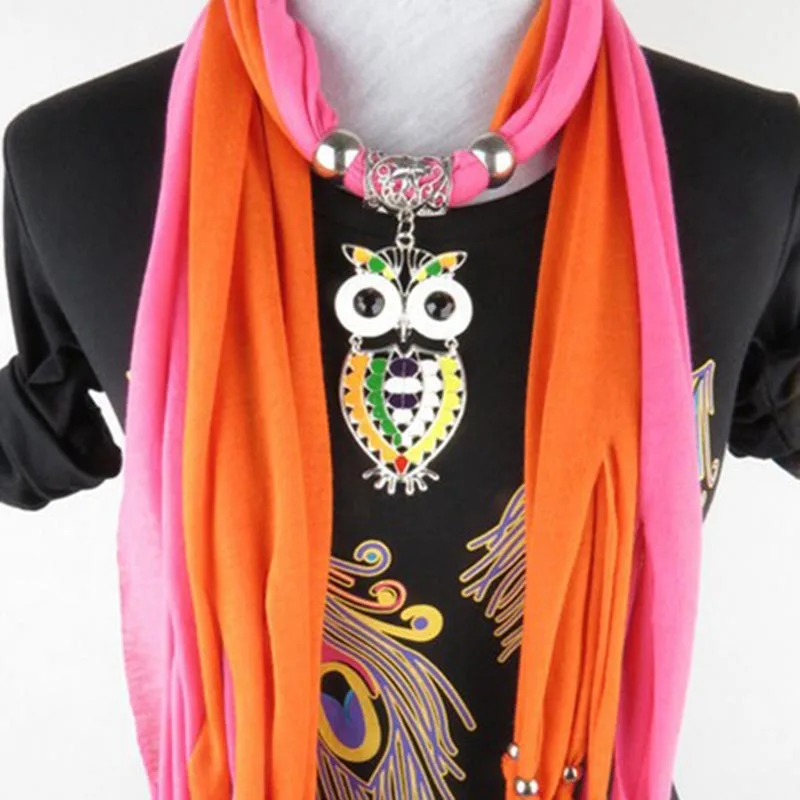 Кулоны RUNMEIFA ожерелья шарф женский Железный сплав акриловая сова кулон