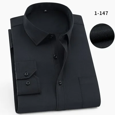 no fleece Толстая рубашка мужская с длинным рукавом большой размер зима 7XL 8XL 9XL 10XL теплая хлопковая деловая официальная офисная Осенняя мужская домашняя одежда рубашки 54 - Цвет: no fleece