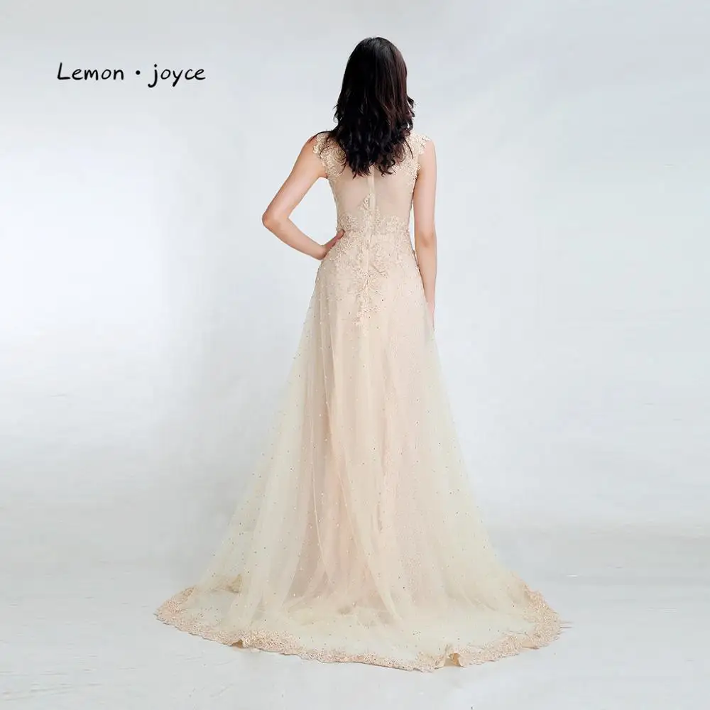 Lemon joyce Роскошные вечерние платья цвета шампанского 2020 сексуальные иллюзионные