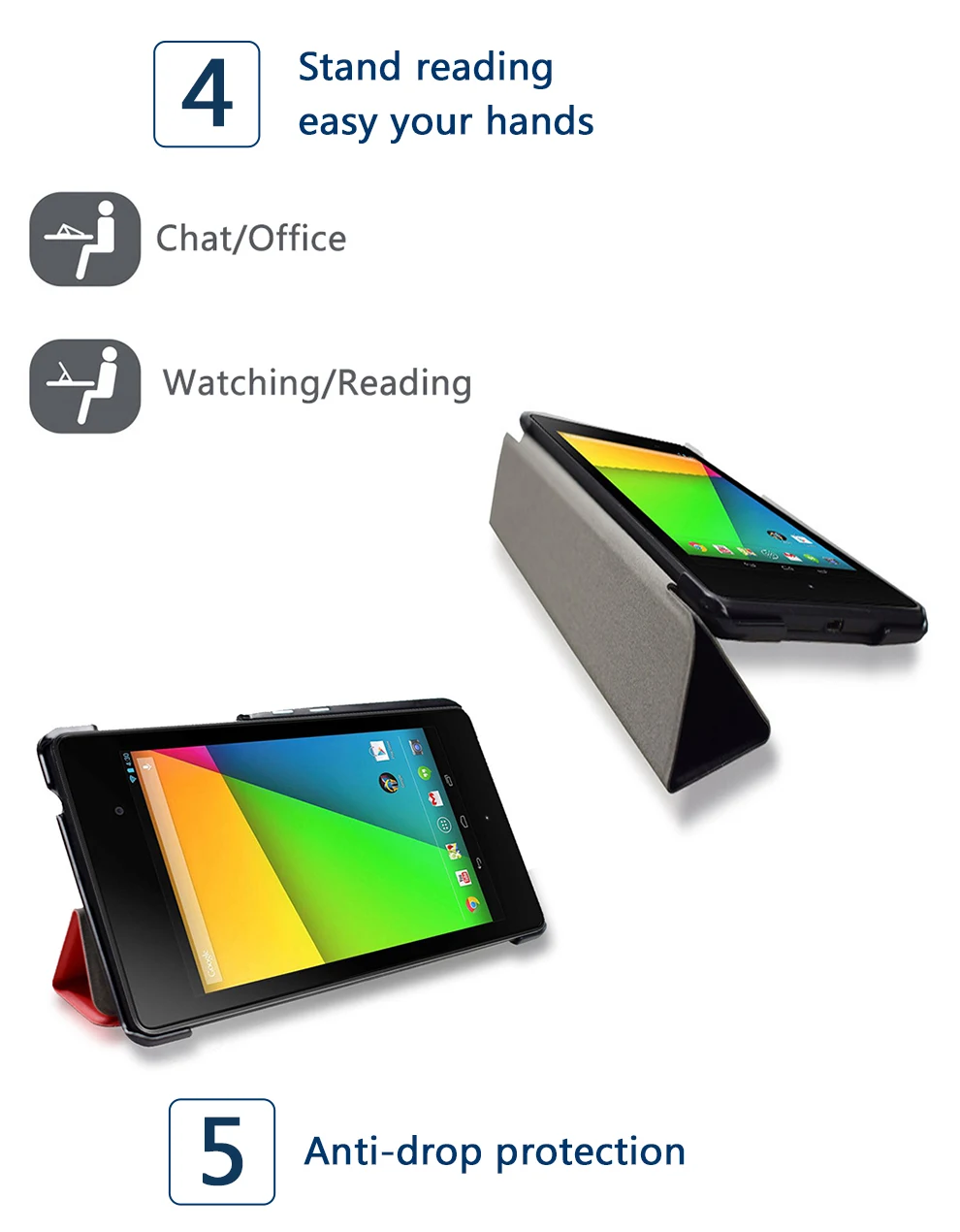 Складной чехол-книжка из искусственной кожи для Google Nexus 7 FHD 2nd(2nd Gen.2013), откидной чехол для планшета с подставкой, Автоматический Режим сна/пробуждения