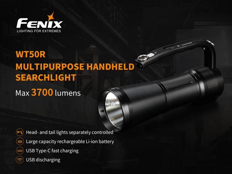 Usb type-C Быстрая зарядка и USB разрядка Fenix WT50R Многофункциональный портативный фонарик с 7,2 V/5200 mAh аккумулятор