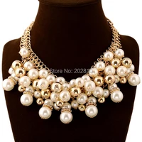 2022 new model big chunky chain pearl necklace for gold colorfine quality pearl multi layer necklaces for wedding party