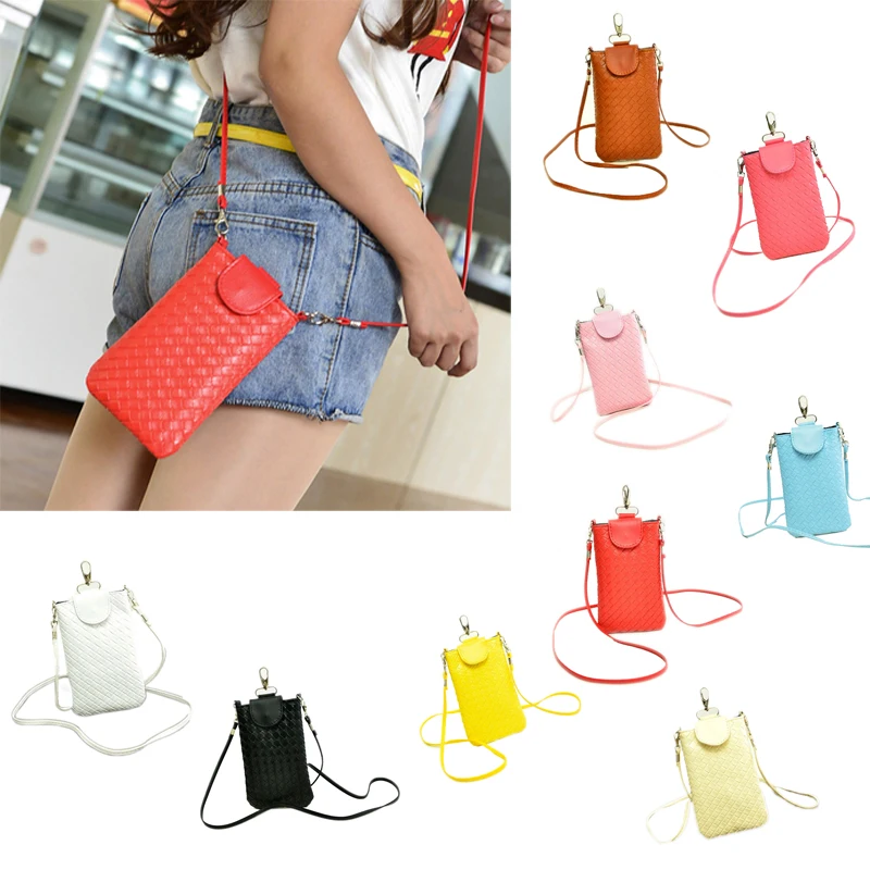 2019 вязаная сумка для телефона в Корейском стиле многоцветная через плечо модная