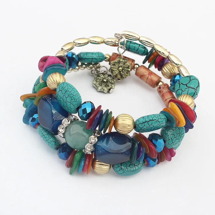 Nationality Strings Of Beaded Multi-layers Charm Bead Colorful Bohemia Bracelet Bangle Bracelets &amp Bangles Blue Mom Gifts | Украшения и