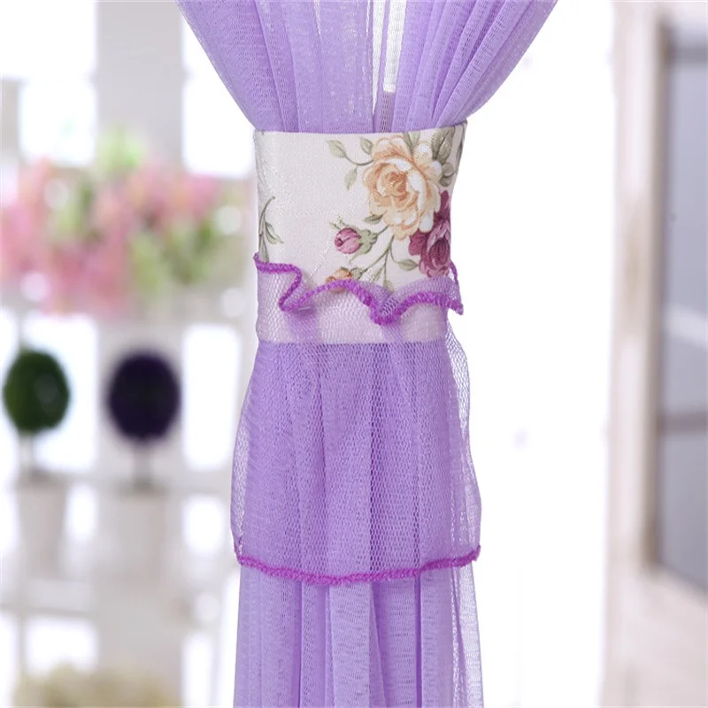 Романтическая фиолетовая кружевная антимоскитная занавеска модная розовая