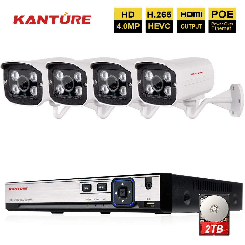H.265 4CH 5MP POE Комплект CCTV NVR 4 шт 4MP 2592*1520 IP66 Безопасности уличная Водонепроницаемая ip