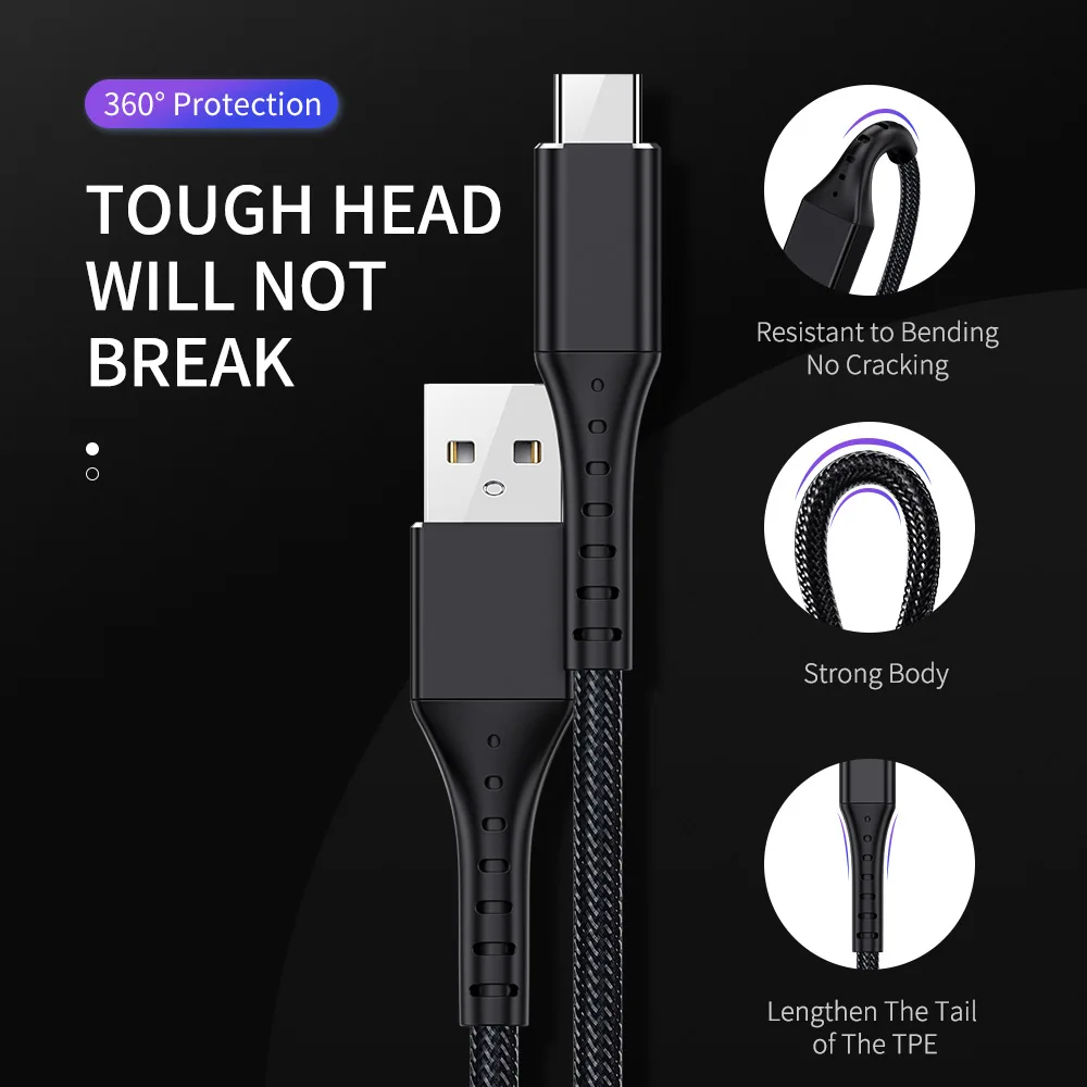 ROCK usb type C кабель для samsung S9 S8 Быстрая зарядка type-C мобильный телефон зарядный