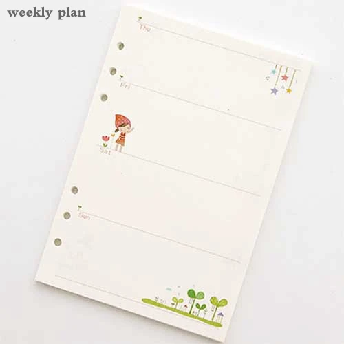 Weekly plan Милый мультфильм Nulti цвет блокнот Наполнитель Бумаги A5/A6 цвет внутренний Core планировщик внутри страницы подарок канцелярские принадлежности - Цвет: Weekly plan