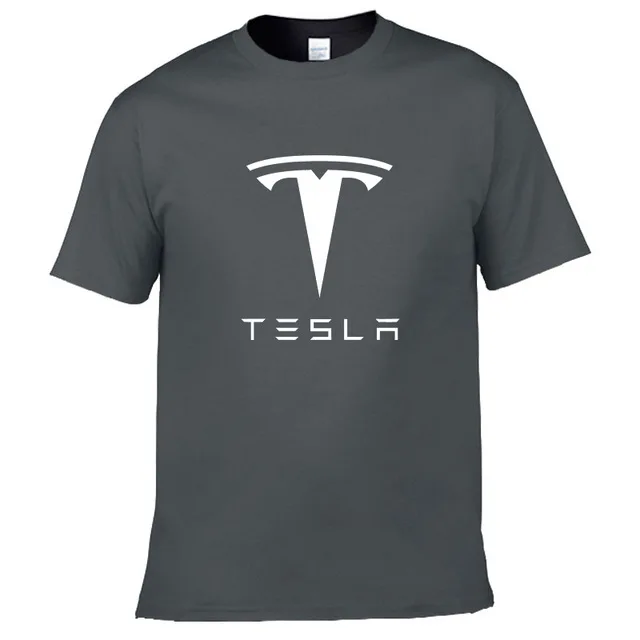 New Tesla Men T Shirts Short Sleeve Round Neck Ringer Letter Printed cotton Male Tees Casual Boy t-shirt Tops many colors - Цвет: Dark Grey-W