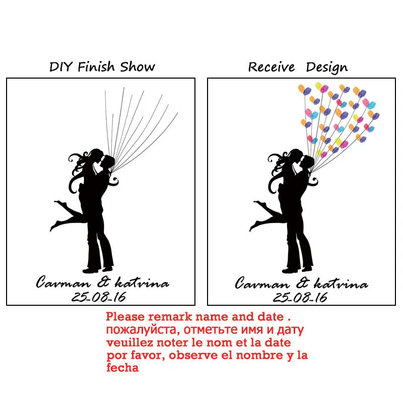 Персонализированная картина по отпечатку пальца на холсте гостевая книга