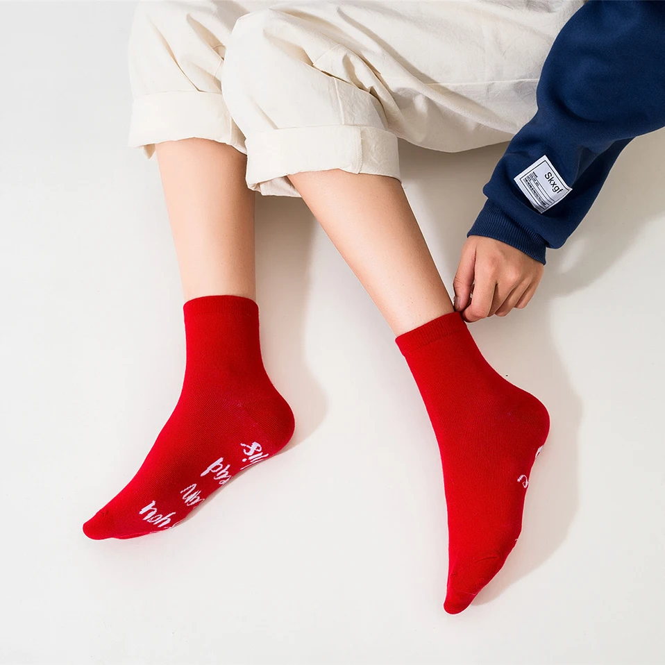 1 пара женские забавные носки с принтом слов хлопковые повседневные мягкие