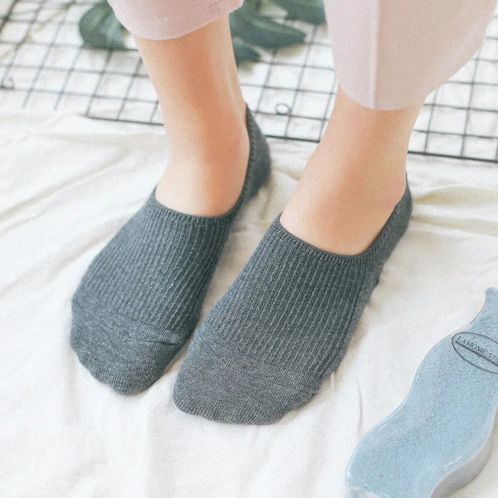 VOHIO New straight line shallow mouth invisible socks blue women's sock cotton skid socks 5 pairs of wholesale manufacturers