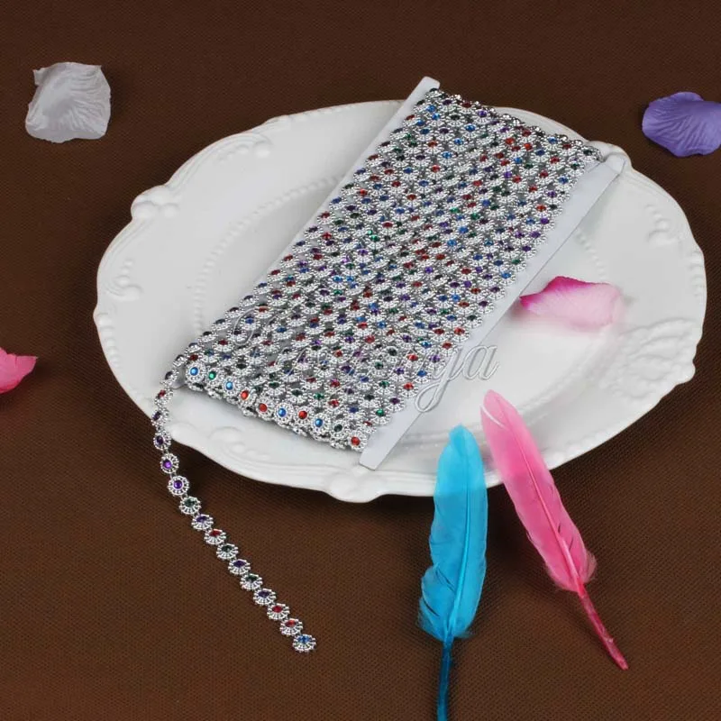 1 ярд Однорядная цветная Алмазная сетка ряд кристаллическая швейная лента из