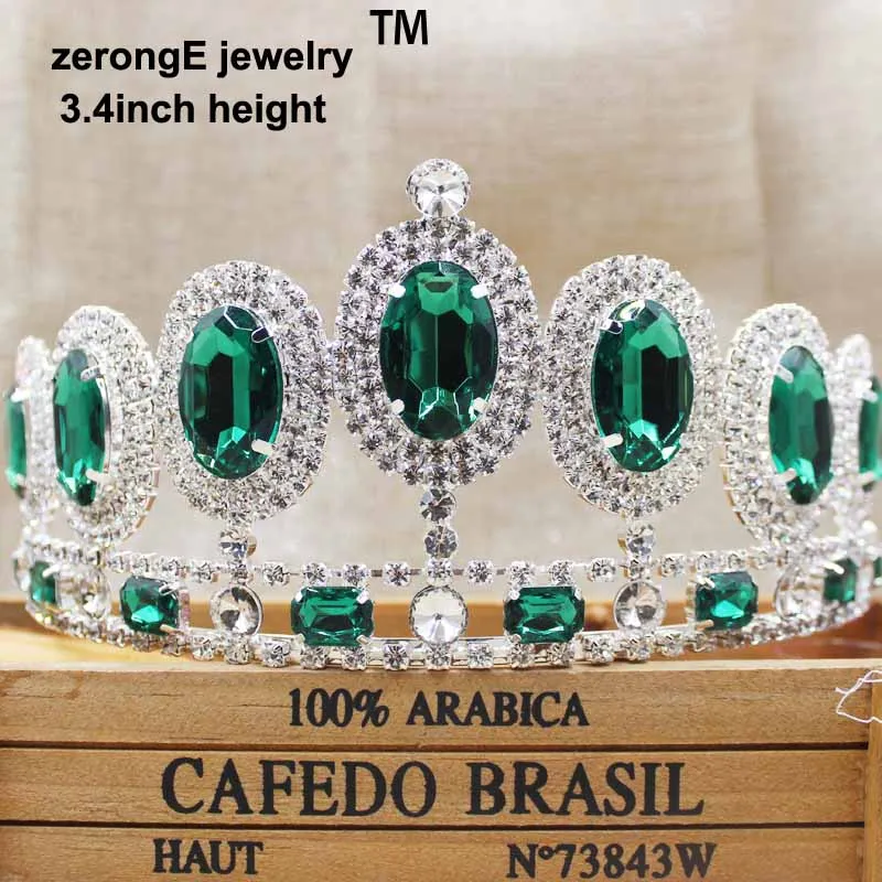 tiara same as pic ZerongE ювелирные изделия 3," Роскошный Королевский синий Свадебные короны, тиары пистолет металлический диадема, тиара для женщин свадебные головные уборы для невесты - Окраска металла: tiara same as pic