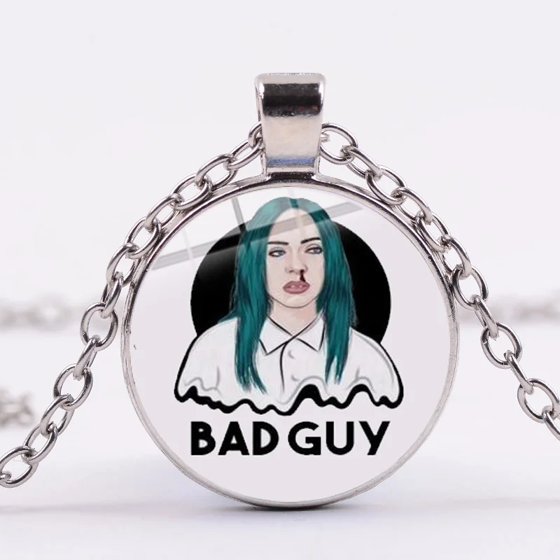 Style 16 SONGDA Hot Billie Eilish, ожерелье для фанатов, модная певица, Harajuku, принт, стеклянный кабошон ручной работы, ожерелье с подвеской, металлическая цепочка в стиле панк - Окраска металла: Style 16