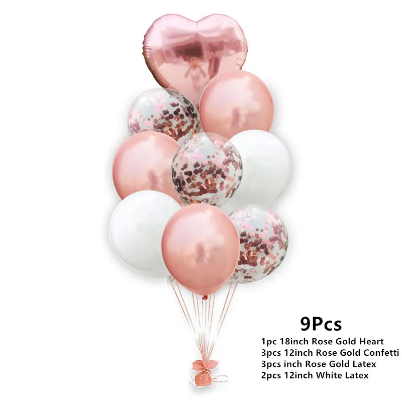 9Pcs Rose Gold Свадебные украшения с буквенным фольгой шар Mr Mrs свадебный душ Команда Невесты быть воздушный шар Декор курица вечерние принадлежности для вечеринки-девичника - Цвет: 9Pcs Rose Gold