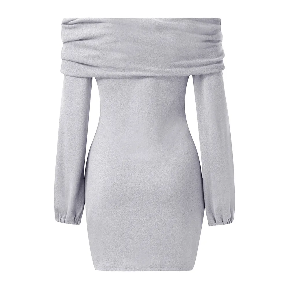 Women Summer autumn Dress 2019 Sexy Off Shoulder Long Sleeve Elastic Bodycon Party Dresses slash neck summer women dress | Женская