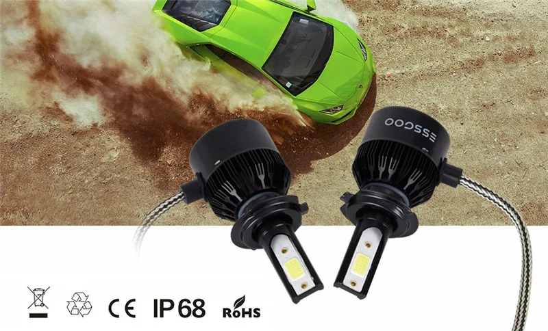 Essgoo C7 автомобильный H7 светодиодный H4 H1 H11 фара 72 Вт 9000лм 6000 К лампочки IP68 12 в 24 В CSP светодиодный автомобильный Головной фонарь 2 шт