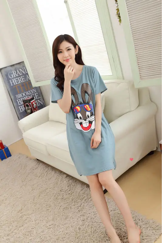 

Free Shipping nightgown wearing female summer cotton short sleeve in bigger sizes fat mm new leisure wear in summer