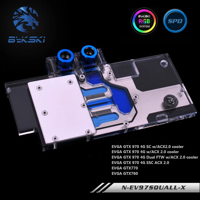 Bykski N EV97SQUALL X полное покрытие графическая карта водяного охлаждения блок RGB/RBW для