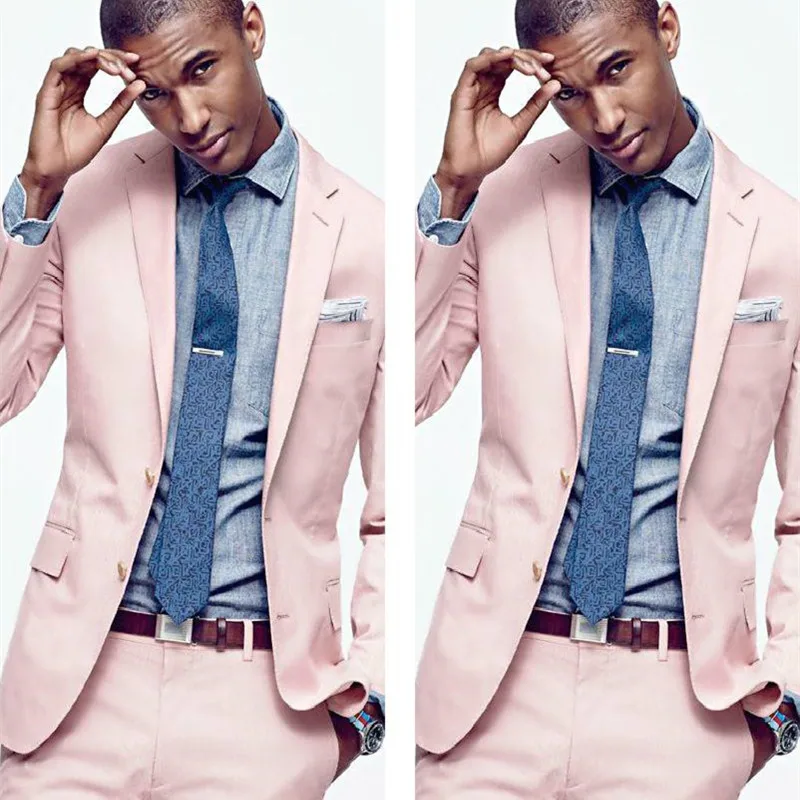 2018 Новое поступление мужские розовые костюмы на заказ пиджак брюки формальное