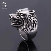 re punk wolf head ring for men male 316l stainless steel antique vintage viking rings