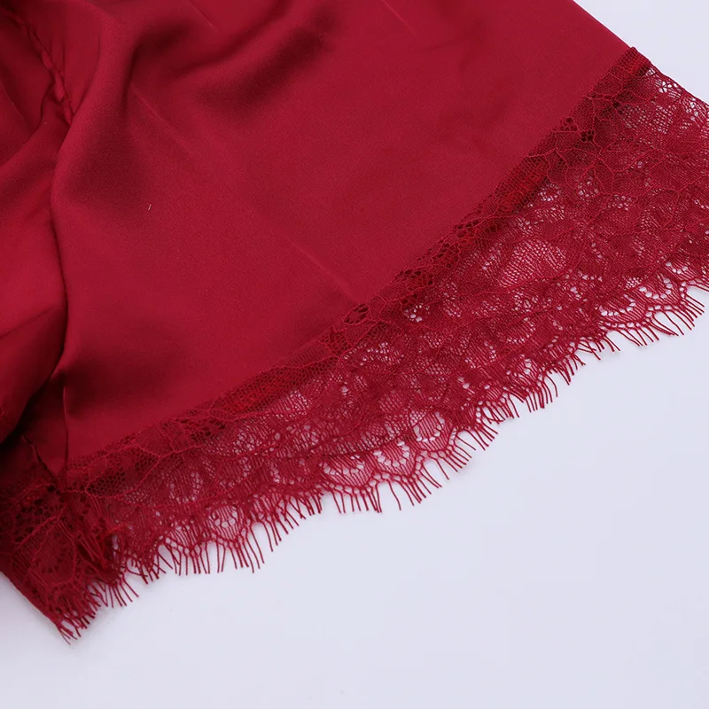 Женские шелковые пижамные комплекты Сексуальная кружевная пижама в стиле