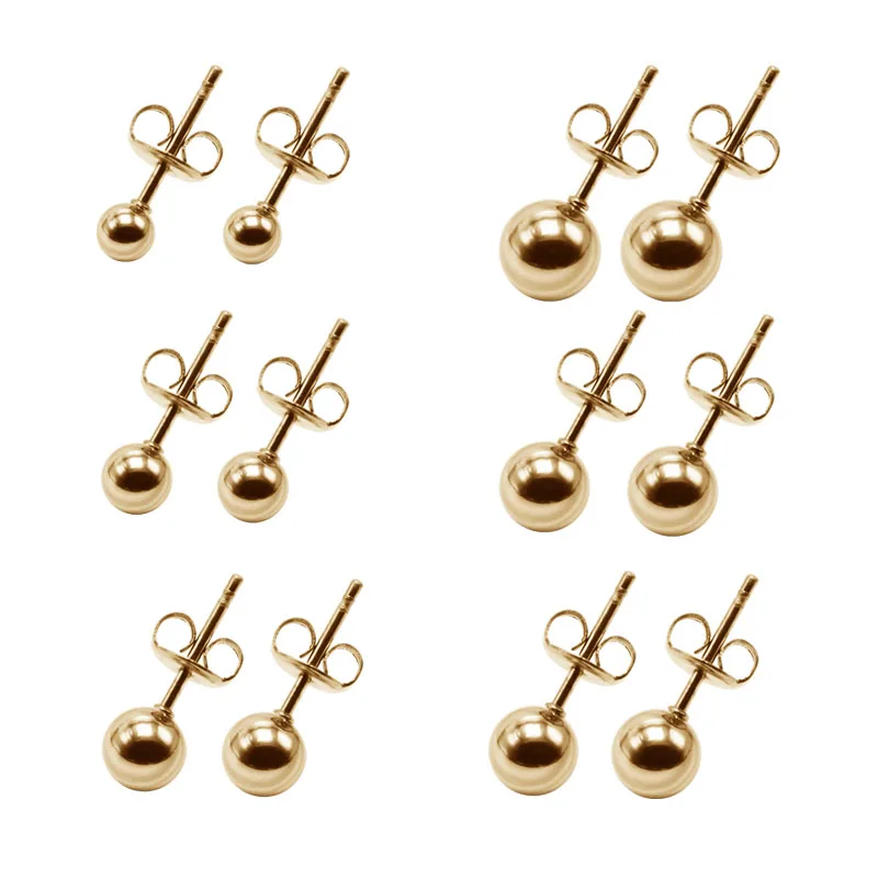 6 пар серьги гвоздики из нержавеющей стали 3 8 мм 5 цветов|stud earrings|ear stud earringsearrings for men