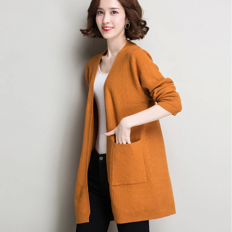 Plus Size Women New Spring Autumn Knitted Cardigan Outwear Female Long Korean Loose Cashmere Sweater Fashion Wild Coat YL287 |