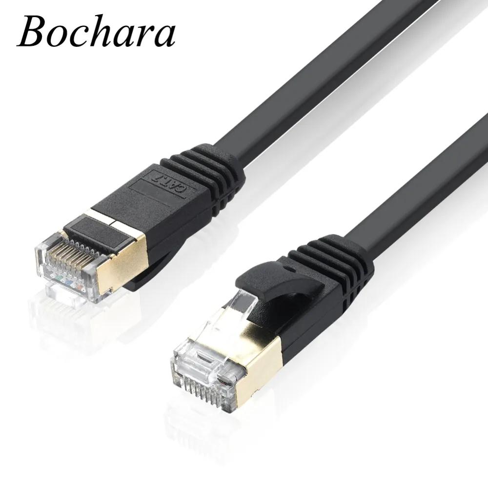 Bochara CAT 7 Ethernet Ультра Плоский RJ45 соединительный кабель для модемного