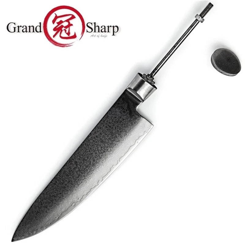Шеф-нож Grandsharp из дамасской стали чистый лезвие 67 слоев японская Дамасская сталь