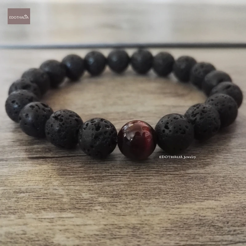 EDOTHALIA, модные браслеты из натурального лавового камня для мужчин и женщин, камень тигровый глаз, ювелирные изделия для йоги, бижутерия в подарок