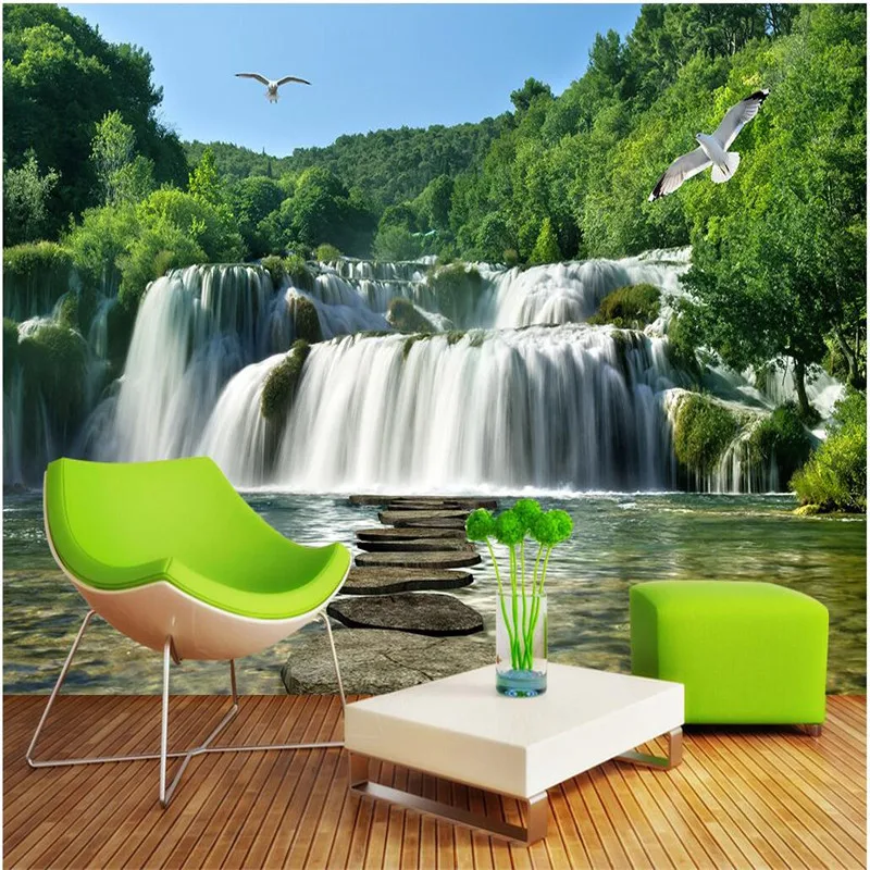 

beibehang Custom painting for living room Green Forest creek art Photos background photography bedroom mural wall wallpaper 3d