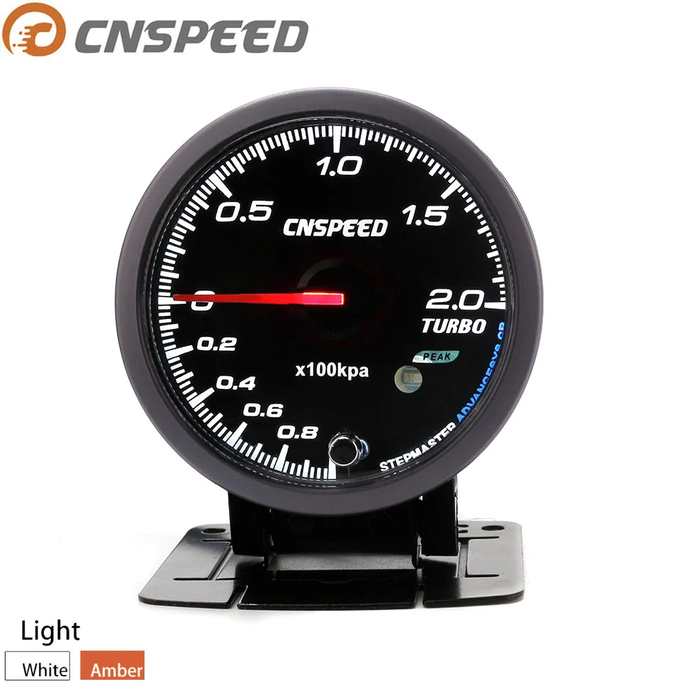 CNSPEED 60 мм 12 в автомобильный турбо Boost Gauge 2 бар с датчиком белый и янтарный освещение черное лицо турбо Boost метр YC101411