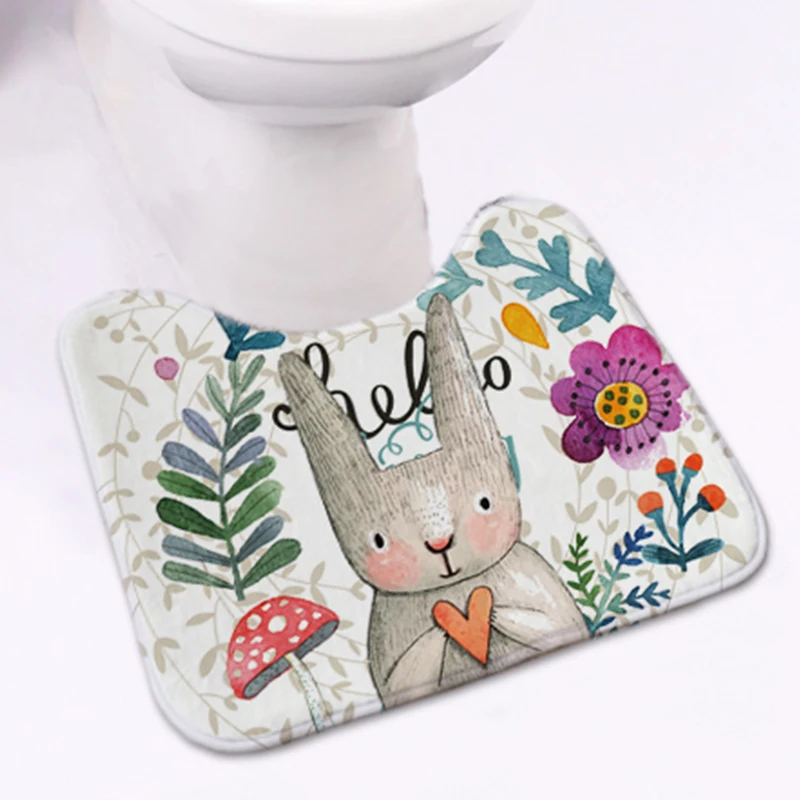 2 pcsset cartoon rabbit bathroom carpet setcomfortable mat toiletcheap bathroom rugsbath mats and toilettapis salle de bain free global shipping